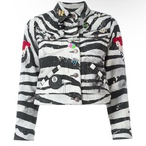 MARC JACOBS Zebra Print Denim Jacket with Patches XS